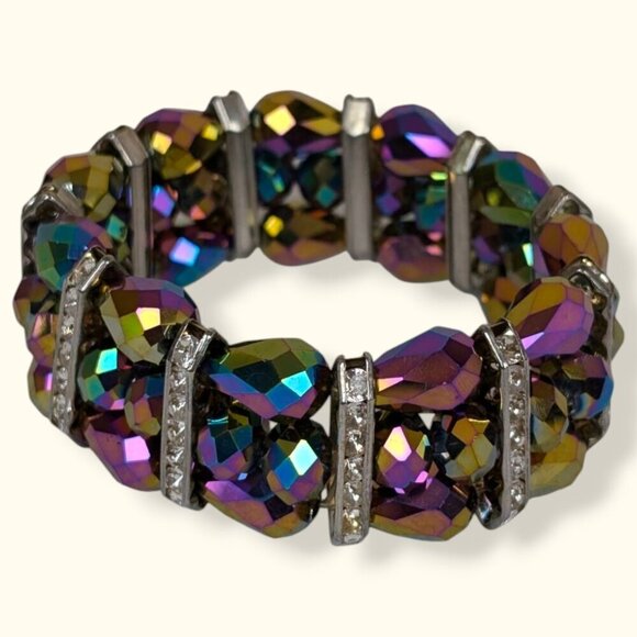 Vintage AB Crystal Stretch Bracelet - Picture 3 of 5